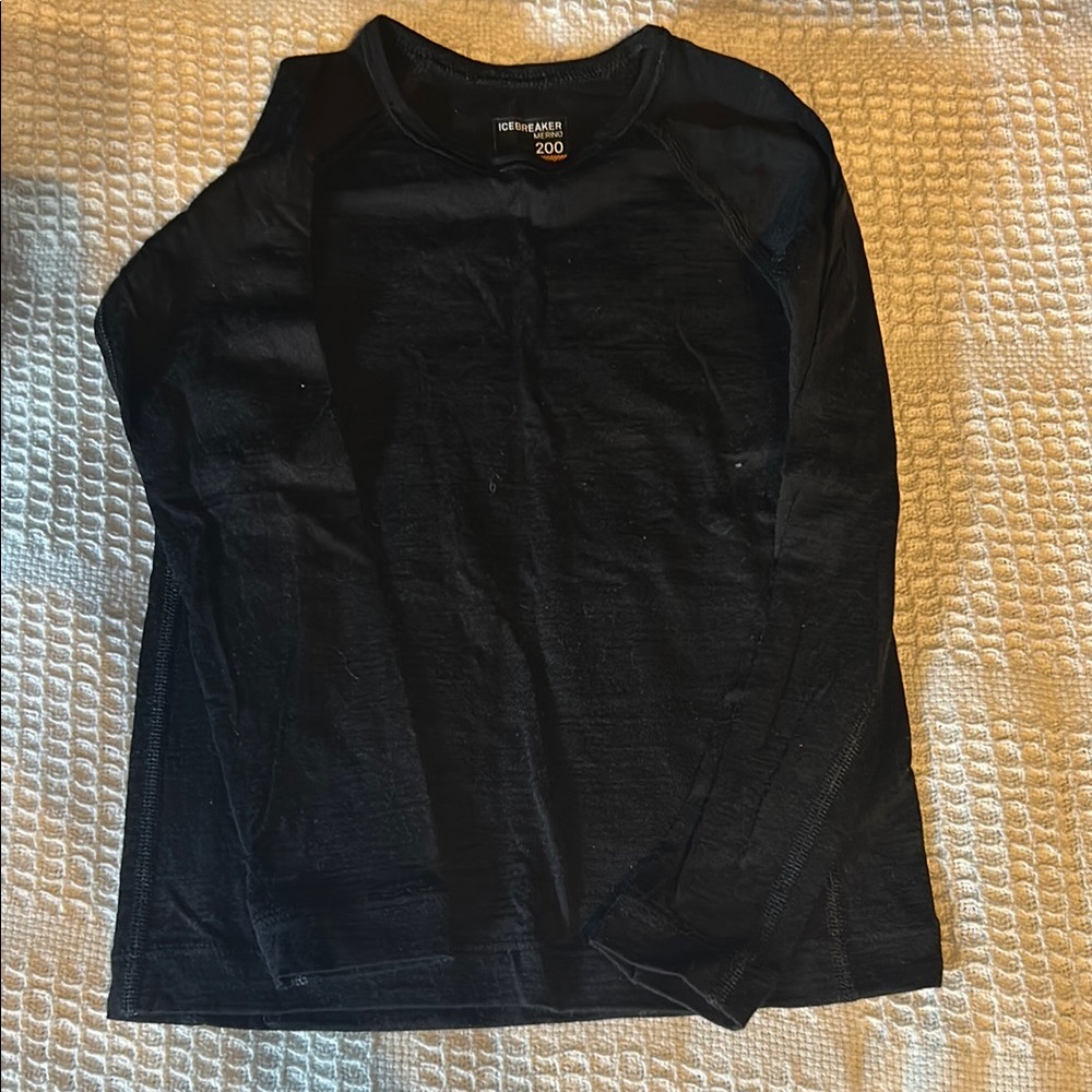 Icebreaker Kids Black Base Layer Long Sleeve Top
